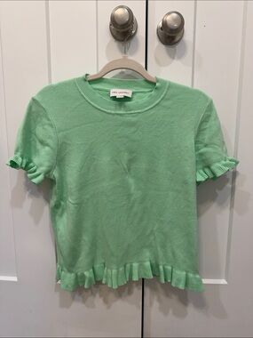 Ruffle Trim Short Sleeve Knit Top - Mint Green by J.Crew